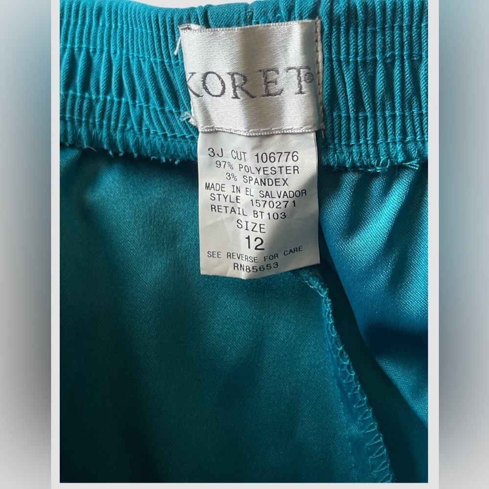 Women’s KORET Zanzibar Stretch Pull On Teal Pants Size 12 Vintage NWOT - Picture 4 of 6